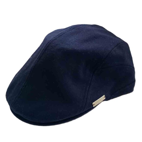 Seeberger Germany Navy Blue Wool Blend Flat Cap Newsboy Hat Men's Size L - Picture 2 of 4